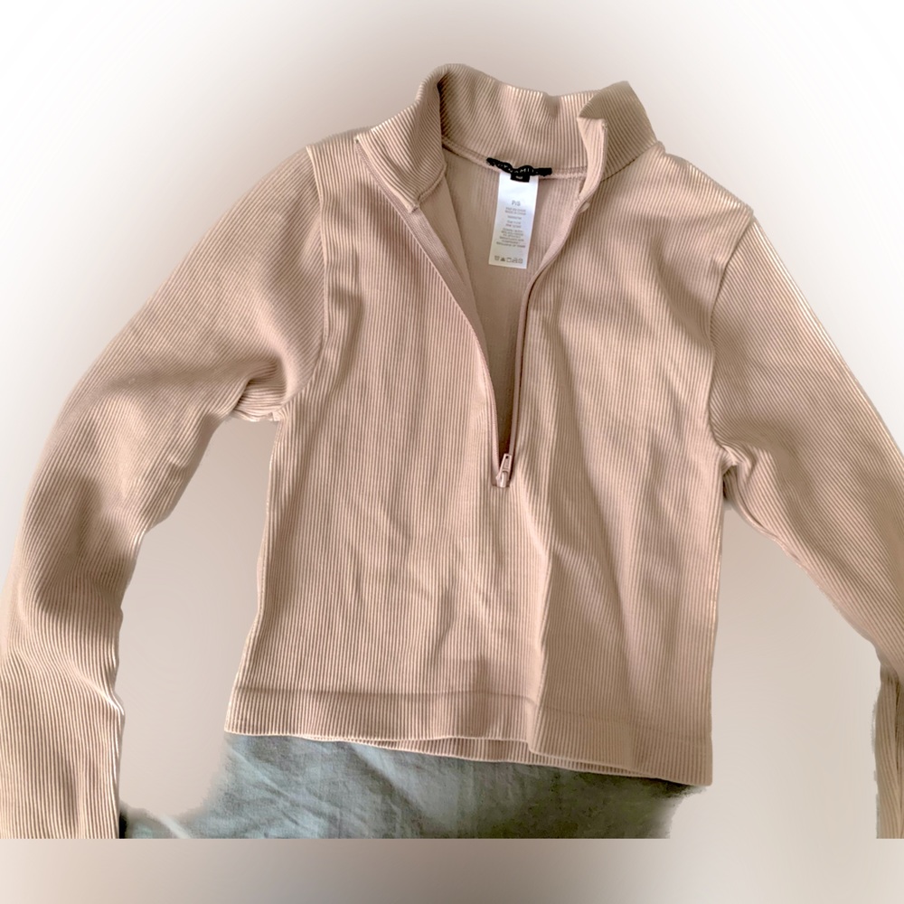 Pale pink Ribbed zip up from Dynamite